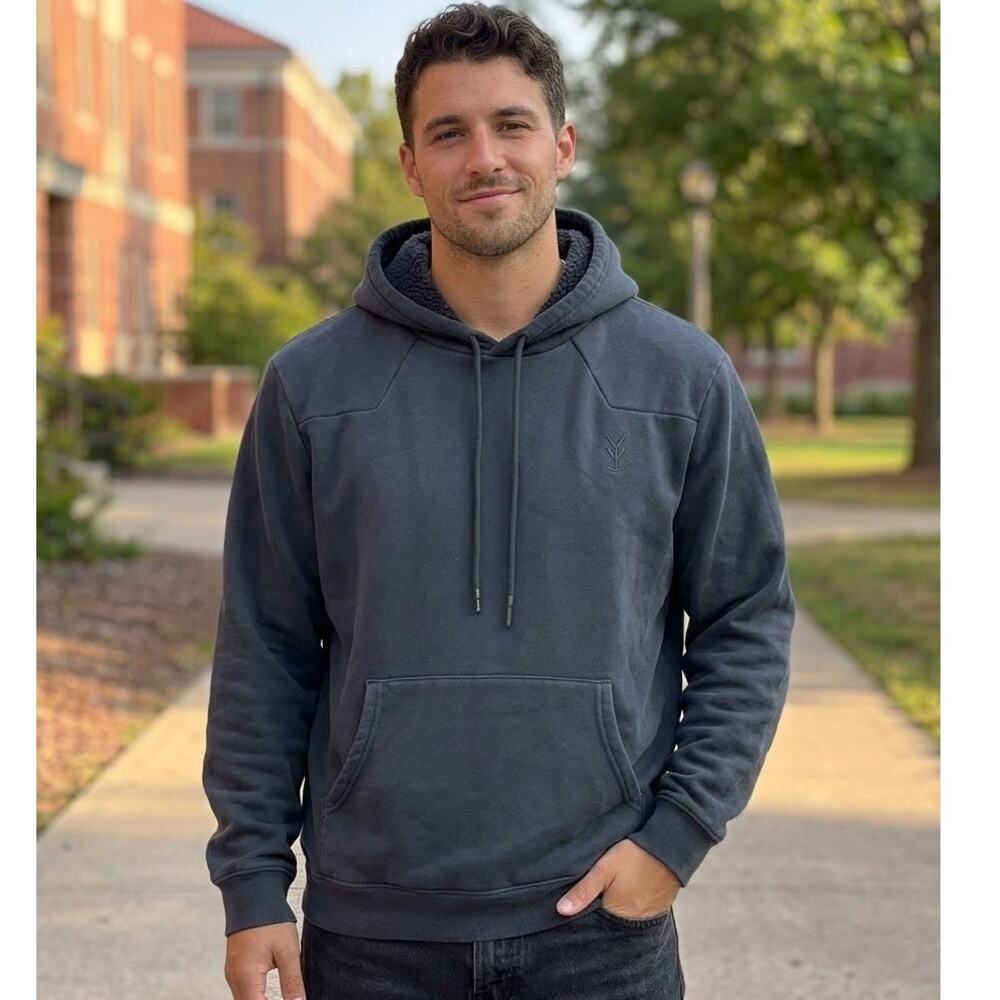 Yee Yee Black Heavyweight Fleece Pullover Hoodie w/ Sherpa Hood-Mens Medium